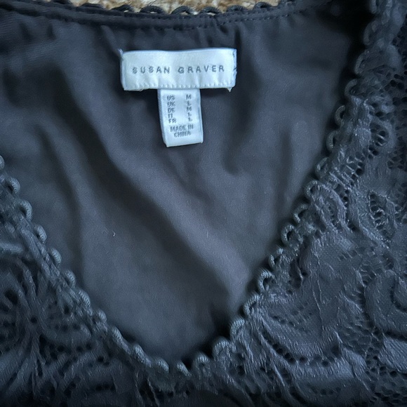 Susan Graven black lace top with black underlay. - Picture 3 of 4